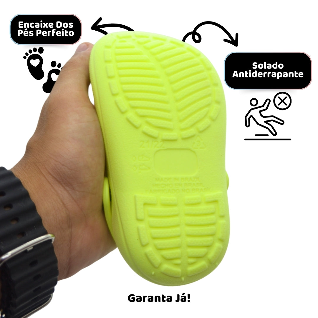 Babuche Infantil Verde Fluorescente – Leve, Seguro e Divertido
