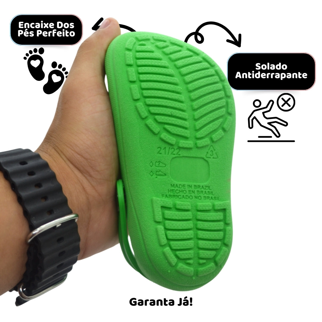 Babuche Infantil Verde – Leve, Seguro e Divertido