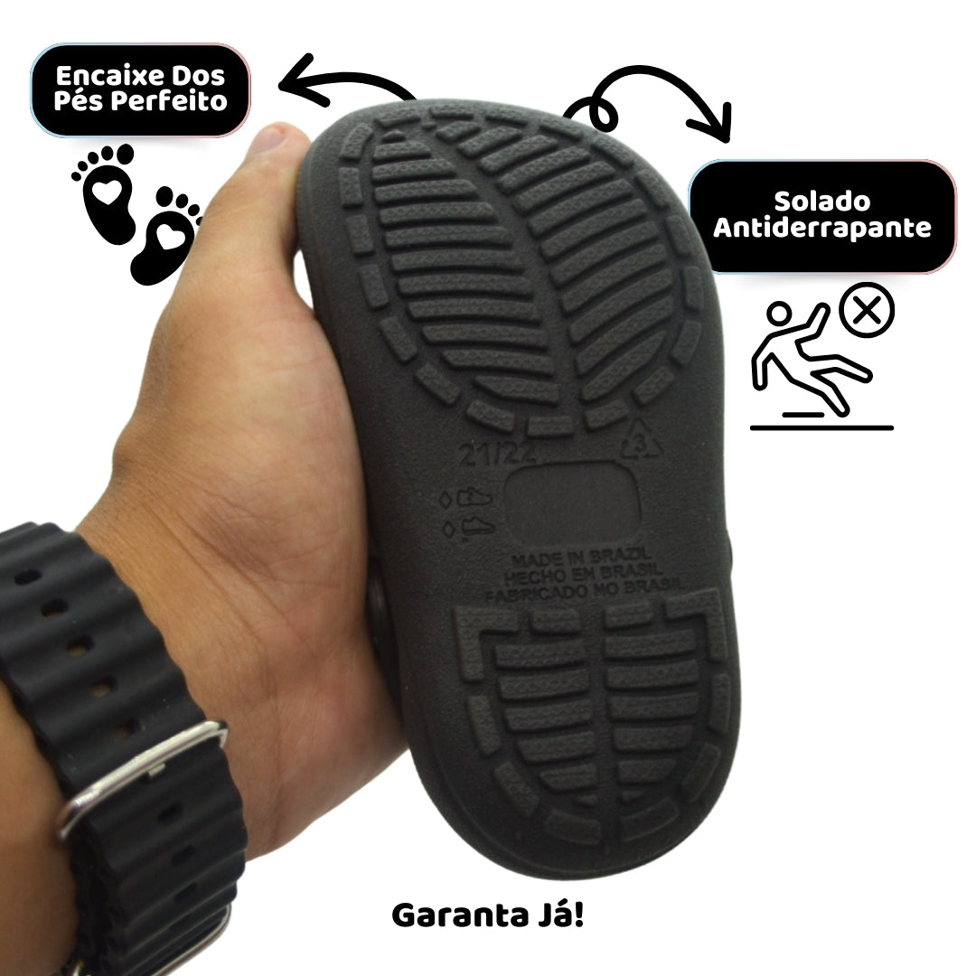 Babuche Infantil Preto – Leve, Seguro e Divertido