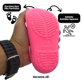 Babuche Infantil Pink Fluorescente – Leve, Seguro e Divertido
