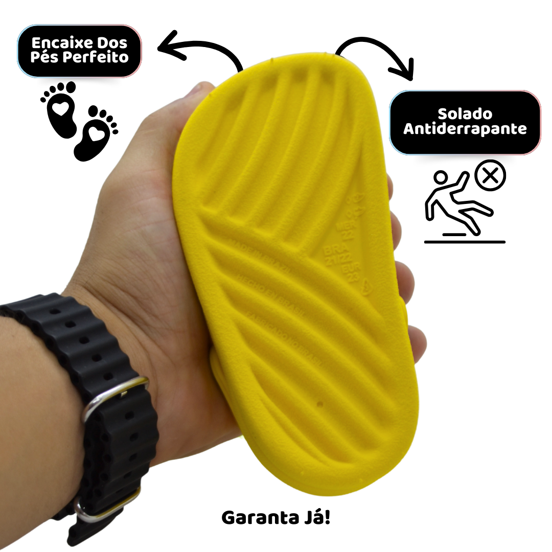 Papete Infantil Amarela Gema – Leve, Confortável e Antiderrapante para o Dia a Dia